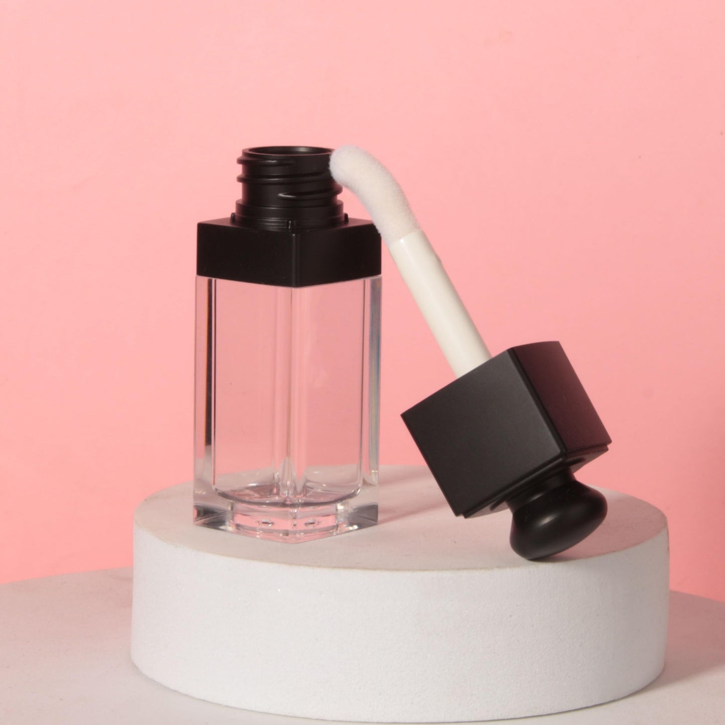 COSIDEA 18PCS Empty 8ML Square clear Lip Gloss Tube Black big doe foot wand lipgloss tubes for Lip oil tint bottles container