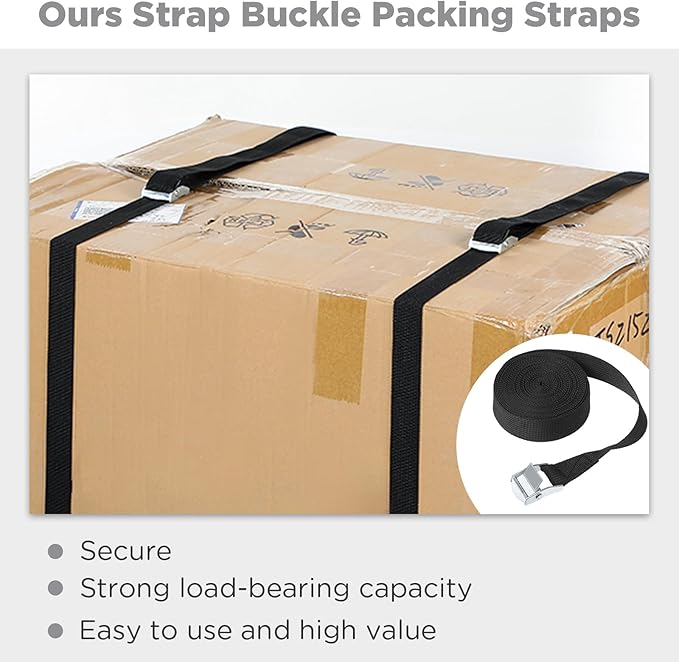 Riakrum 15 Pack 20 Feet Lashing Straps Adjustable Kayaks Tie Down Cam Buckle Straps with Buckles up to 250lbs for Cargo, Luggage, Motorcycles, Truck, Car Roof Rack, Sup Surfboard(Black)
