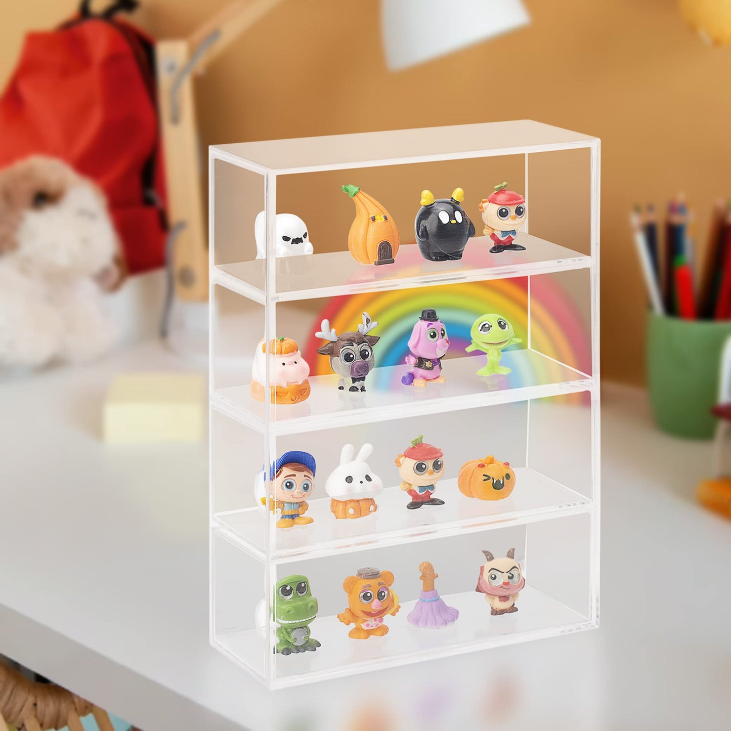 JOYMOMO Clear Display Case 4 Layer Mini Action Storage Box Cabinet Organizer for Mini Toys(Mini Toys are Not Included)