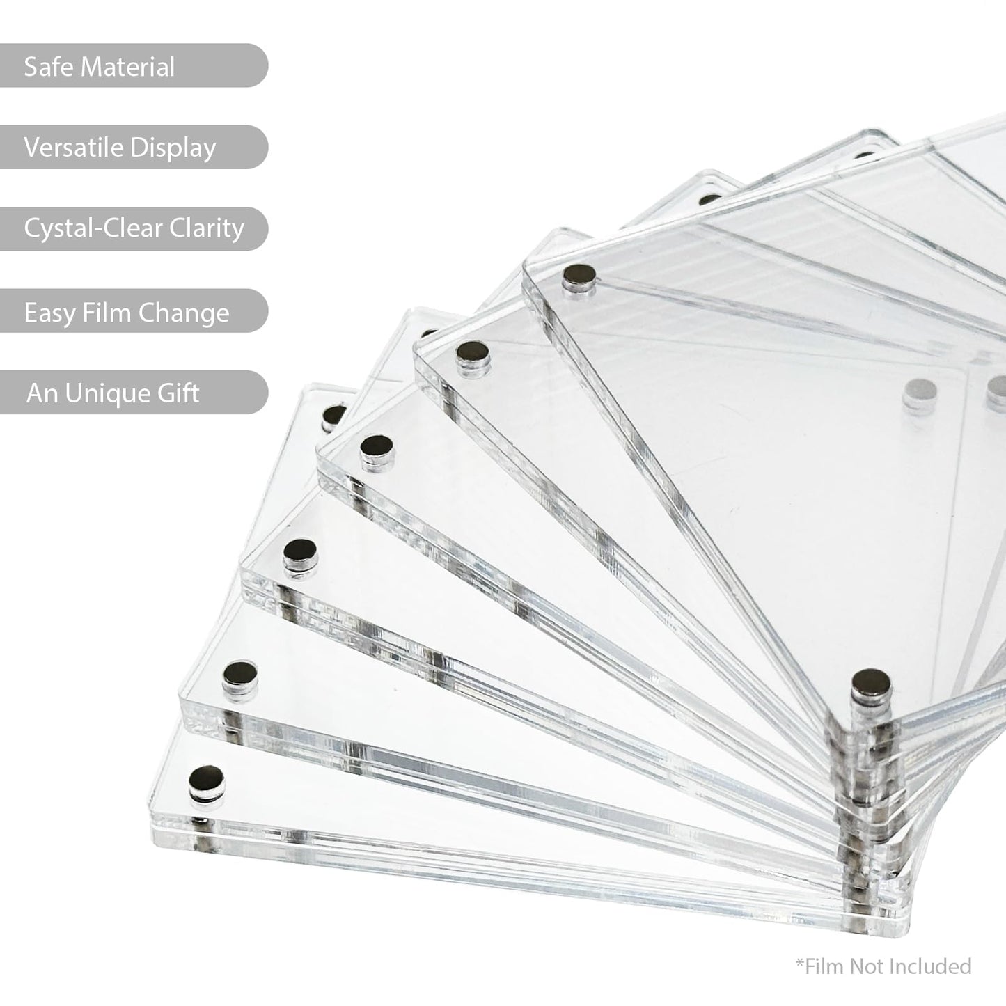 GDSZDDXX Premium Acrylic Magnetic Reversal Film Holders, 6 Packs Archival Storage High Transparency Display Holder for Reversal Film 6X7