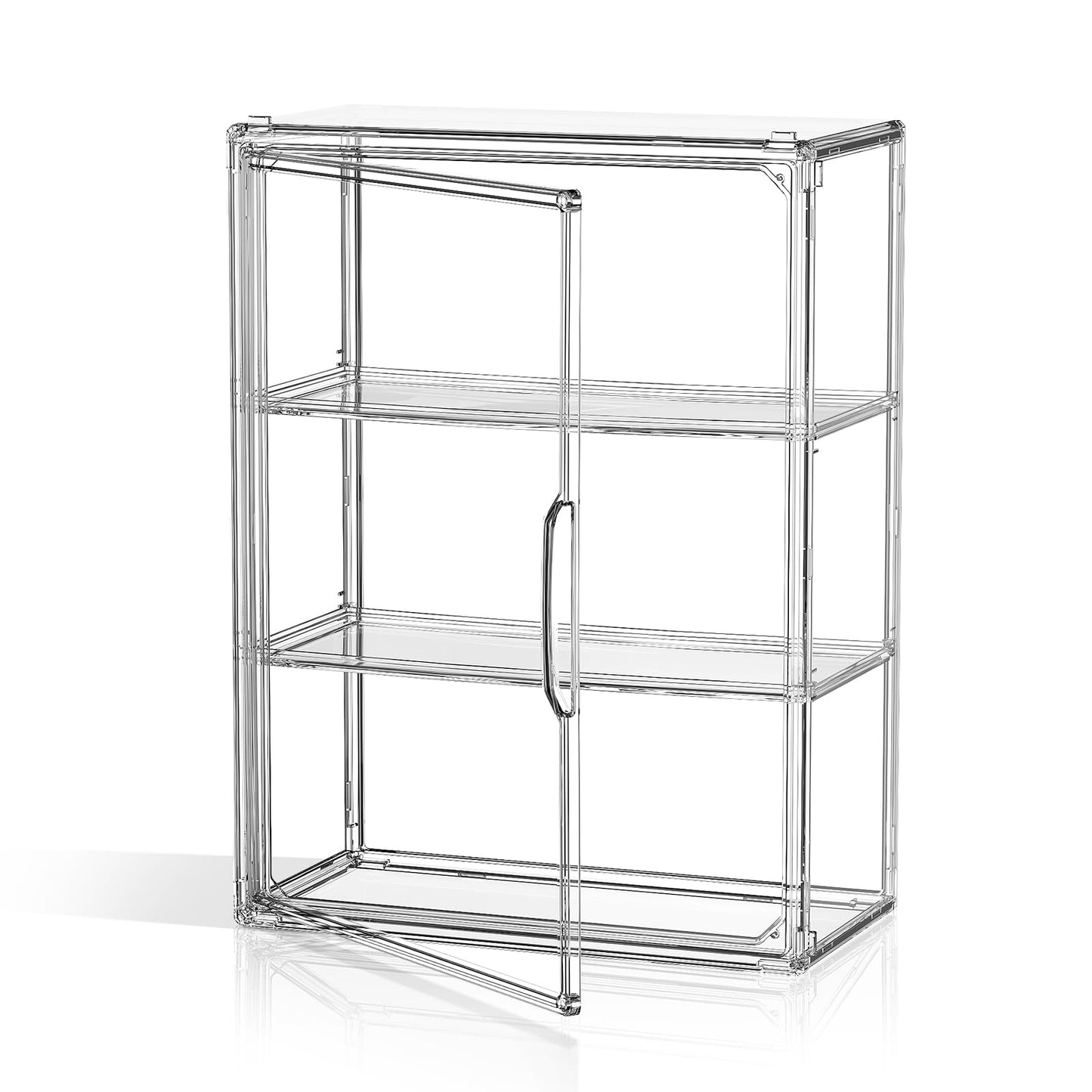 MSHOMELY Clear 3 Tiers Acrylic Display Case for Figures Collectibles 1 Pack Wall Mounted Hobby Figurine Display Case with Shelves, Display Shelf Storage Box for Action Figures, Car Model