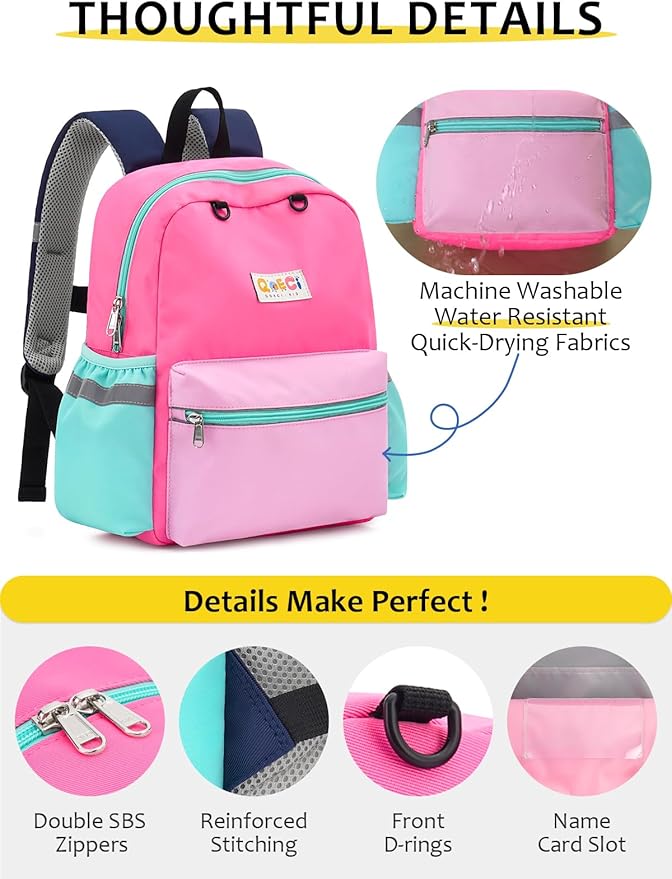 Toddler Backpack for Boys Girls 2-5, Kids Preschool Backpack, 13inch Little Kids Backpack Daycare School Bookbag for Kindergarten Elementary School Travel,Light Pink