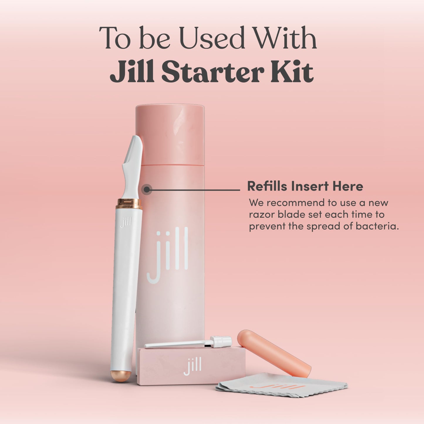 Jill Dermaplane Razor Refills for Women – 8 Single-Use Face Razor Blades for Facial Hair Removal & Exfoliation – Fits Jill Original Dermaplaner Only (Not Compatible with Pro Kit)