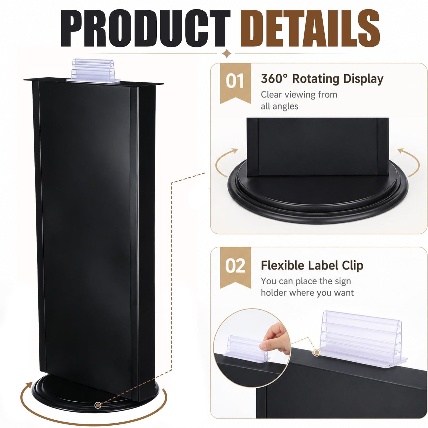 ElaraBerry Metal Black 2-sided Revolving Countertop Display for Magnets Magnet Display Stand for Vendors Trade Show Booth Stand, Craft Shows Suitable for Magnetic Fridge Magnets 19 x 8.5 Inch