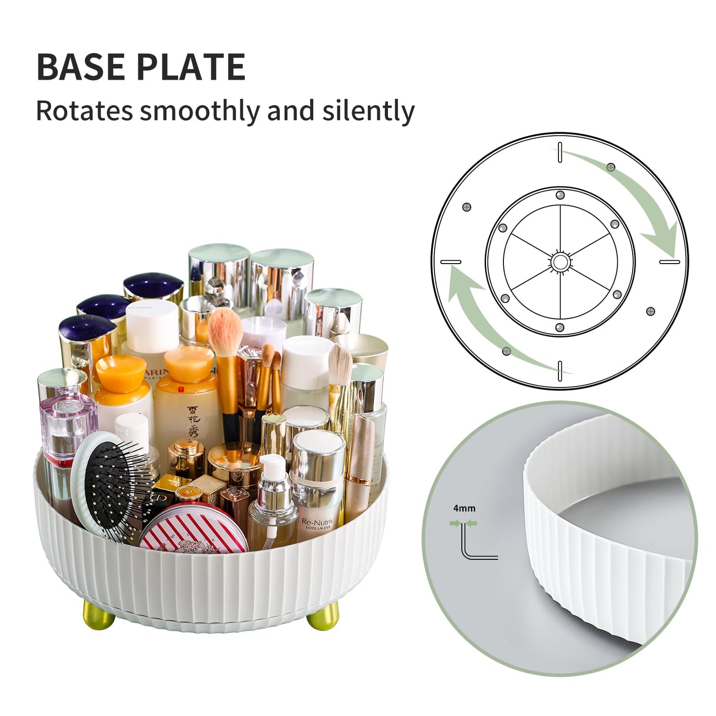 funest Makeup Perfume Organizer, 360 Degree Rotating Lazy Susan Cosmetic Desk Storage Lotions Display Case Round Tray with Large Capacity, for your Jewelry