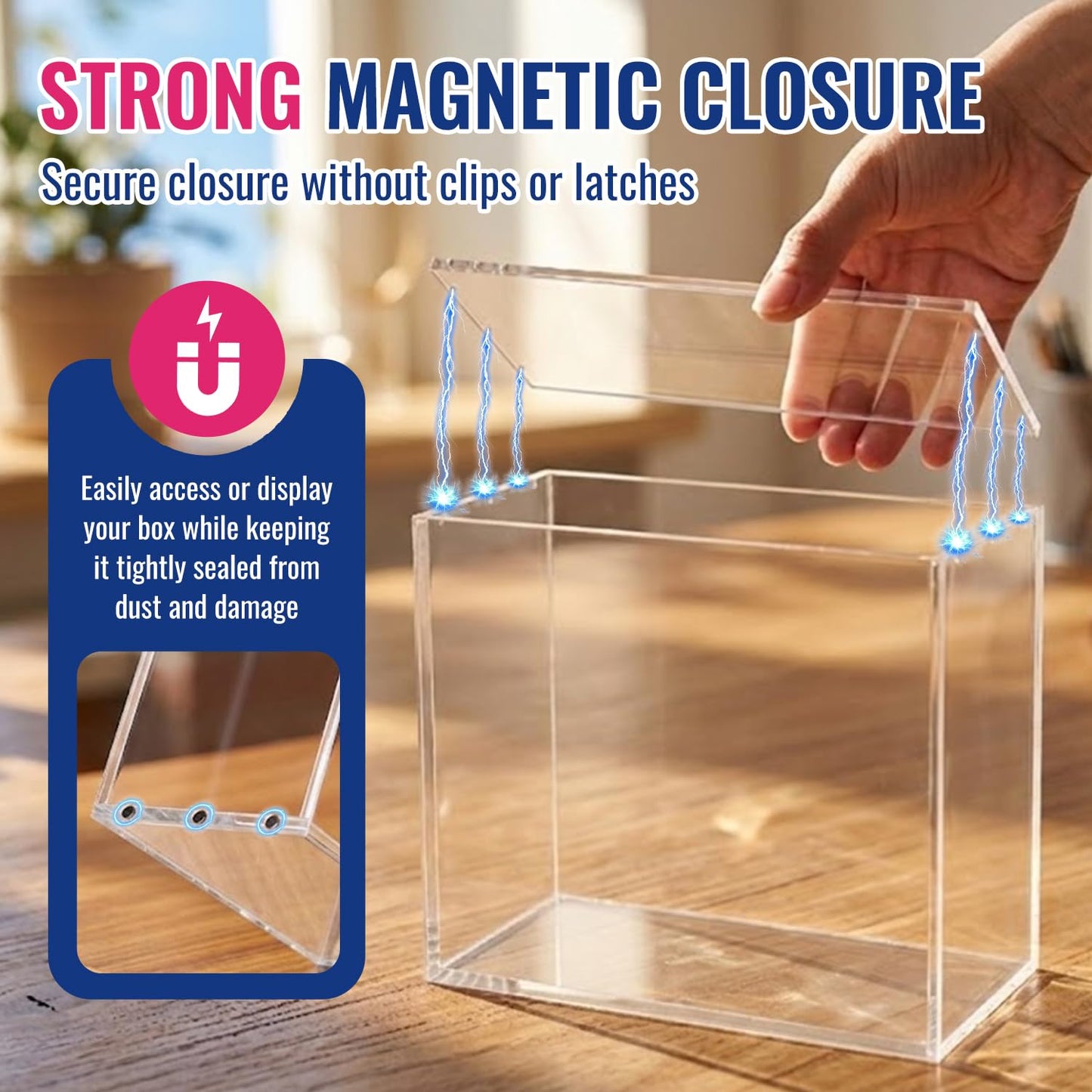 Kisbox 6 PCS ETB Protector Case, 5mm ETB Acrylic Display Case, Clear Ultra Acrylic Boxes for Display Compatible with Elite Trainer Box, Dustproof and Waterproof Display Box