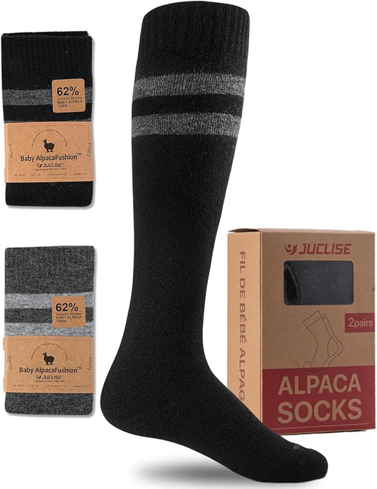 Alpaca Wool Heavyweight 15-25 mmHg Knee High Compression Support Socks Thick Winter Thermal Warm Soft Travel Flying