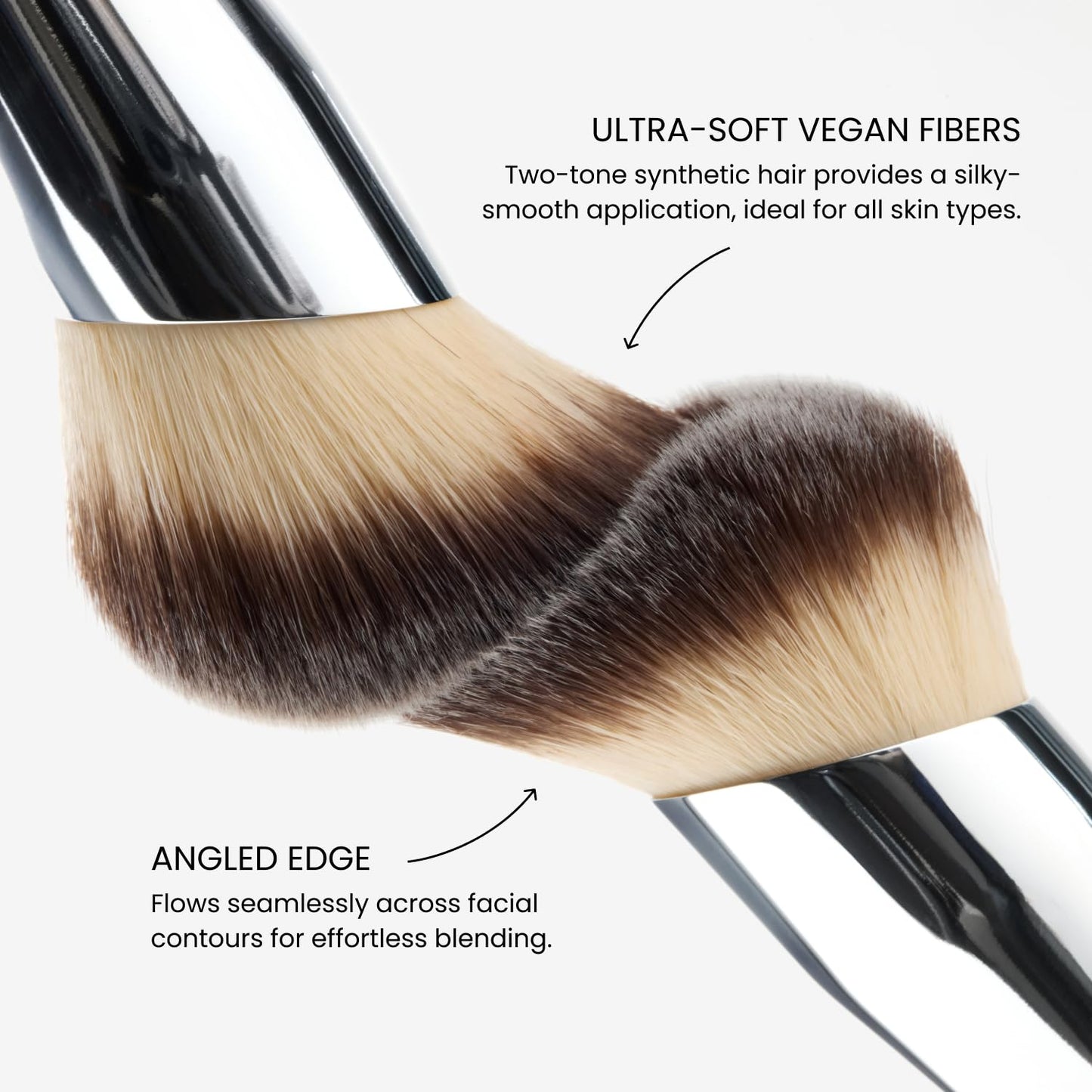 OFIR Core Canvas, Angled Shape, Dense Complexion Brush, Sensitive Skin Friendly, Easy to Clean, Vegan