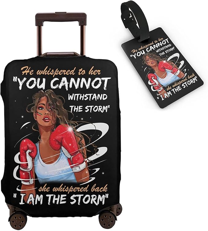 Travel Suitcase Protector African American Girl Elastic Protective Washable Luggage Cover With Concealed Zipper Suitable For 18-32 Inch(M (for 22--24 inch luggage))
