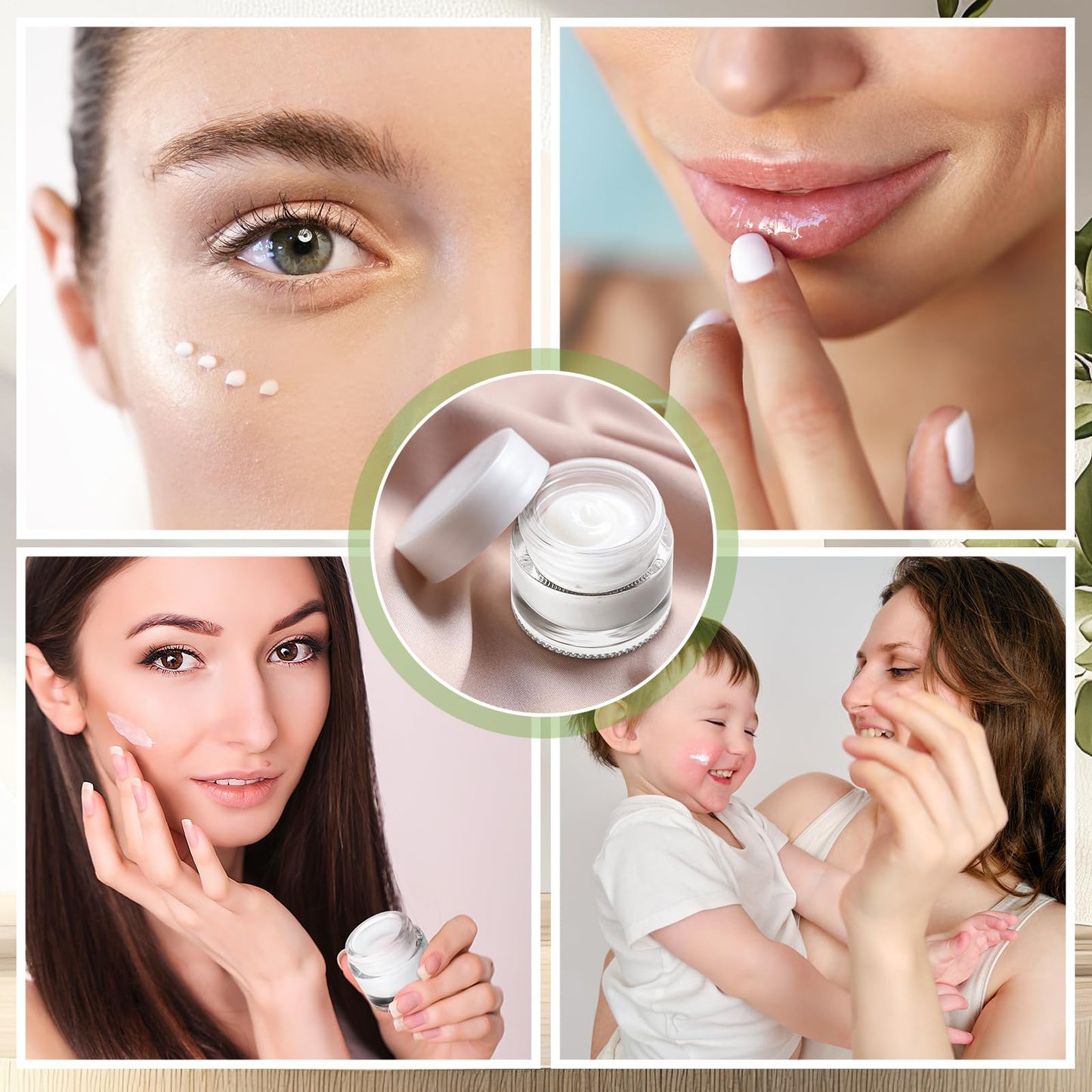 Norme 140 Pack 10 ml Glass Cosmetic Jars with Lids, Bulk Empty Refillable Sample Jars for Lip Balm, Cream, Lotion, Travel Jar for Creams, Inner Liner, Wide Mouth(White,Plastic)