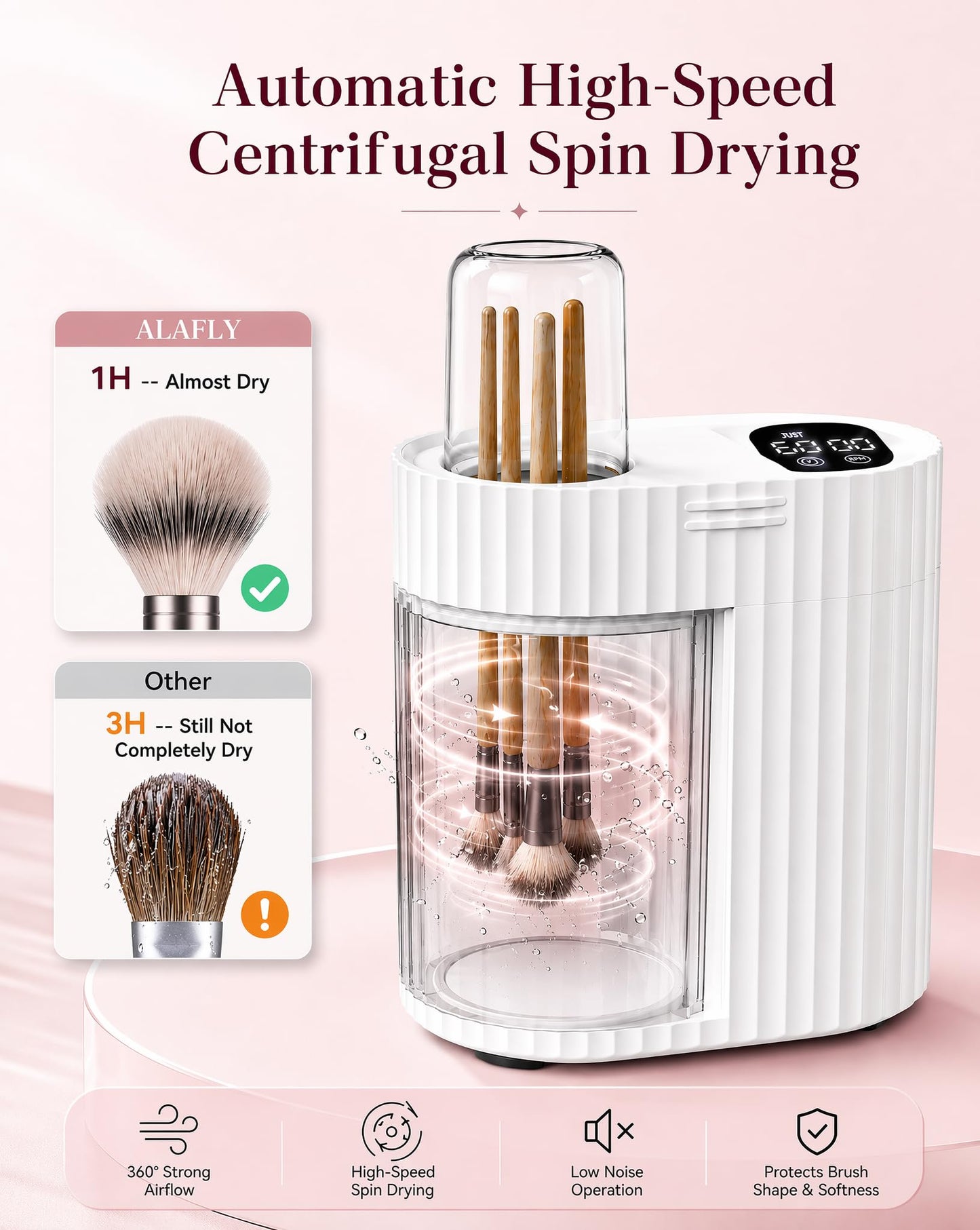ALAFLY 3 IN 1 Electric Makeup Brush Cleaner & Dryer, Automatic USB Deep Cleaning Machine, Portable Quick Clean & Dry [No Need to Remove Makeup Brushes], Fits Most Brush Sizes