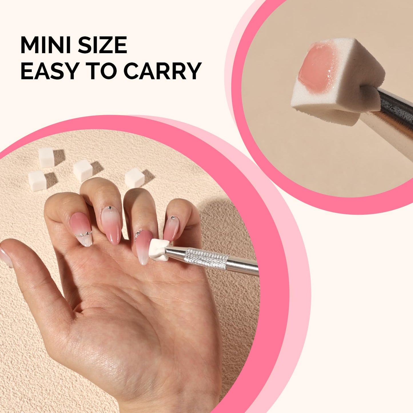 MelodySusie 1PC Round Shape Resin Nail Art Palette and 100Pcs Soft Nail Sponges for Ombre
