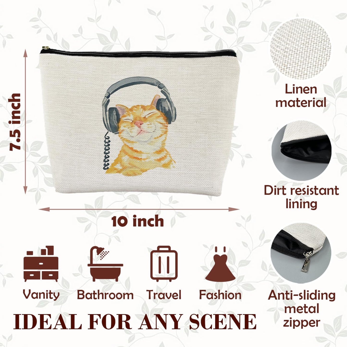 MKGRXZCW Orange Cat Makeup Bag, Cat Gifts for Women Cat Lovers Mom Lady Gifts Cosmetic Bag Travel Toiletry Bag for Women, Pink Zipper Makeup Pouch