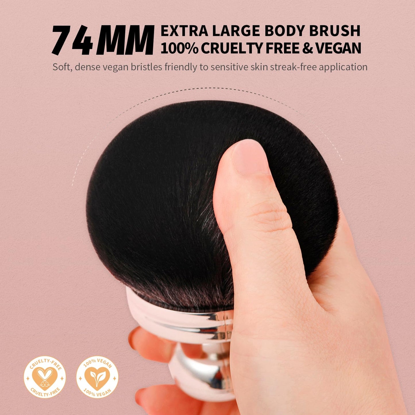 docolor Extra Large Body Makeup Brush for Self Tanner, 3 Inch Width Self Tanning Kabuki Brush, Soft Synthetic Hair, for Foundation, Bronzer, Sun Blocks, Powder, Face and Body