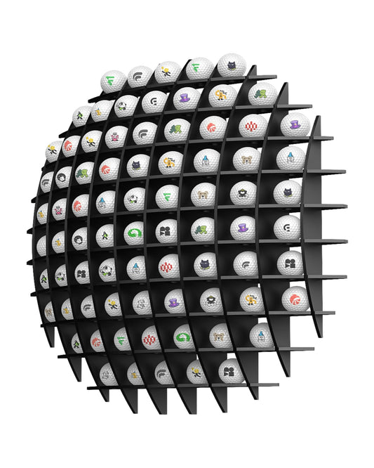 Wall Mount Golf Ball Display Case in the Shape of a Ball, Large Acrylic Golf Ball Holder 78 Autograph Ball Collection Rack, Storage for Golf Balls, Great Golfer's Gift, Black