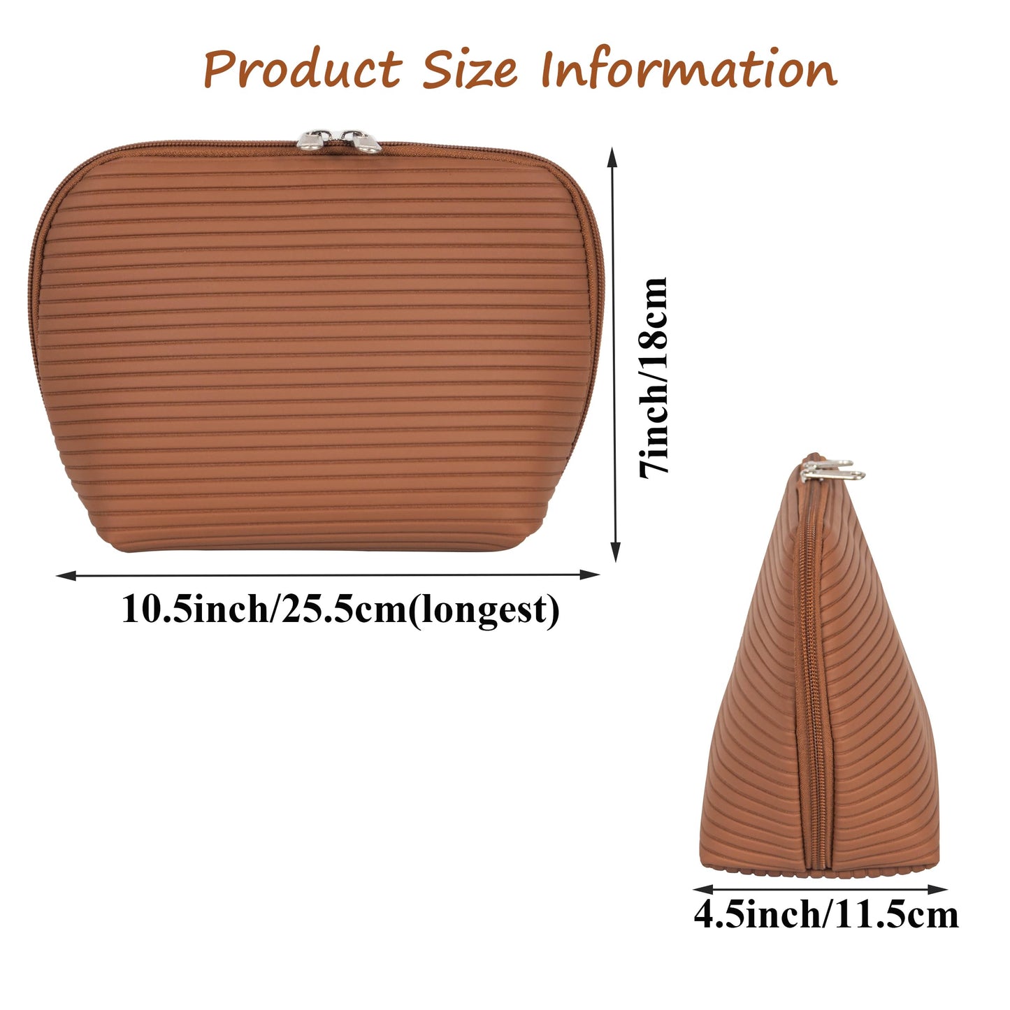 Tense Edano Travel Makeup Bag for Women, Waterproof Stand Up Cosmetic Bag with Brush Holders, Organizer Bag with Compartments, Fold-Down Design for Skincare, Toiletries & Essentials (Brown, Medium)