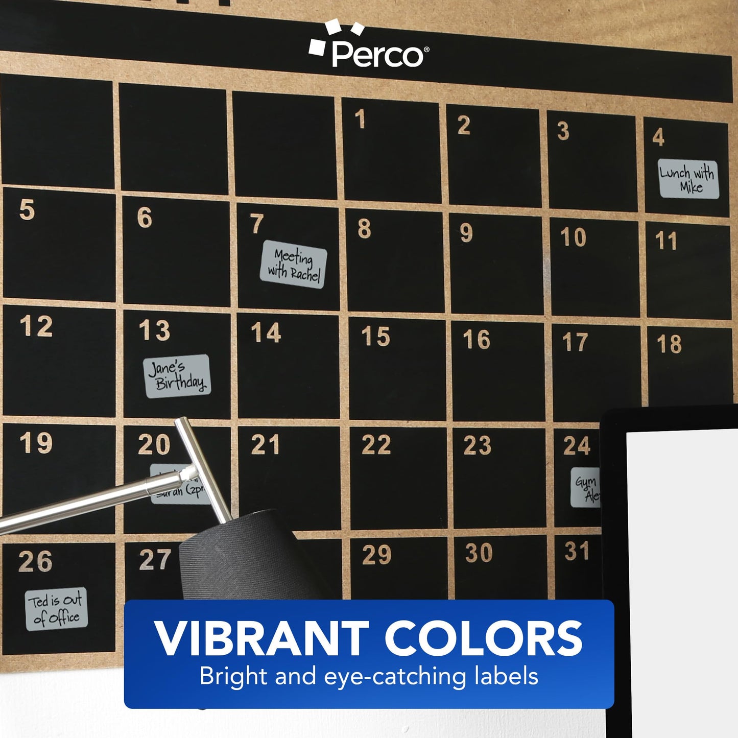 Perco Grey 1x2 Inch Labels with Perforation for Easy Tear-Off — 500 Stickers Per Roll — Strong Adhesion, Subtle Secondary Labels for Product Info & Low-Priority Identification — Made in USA
