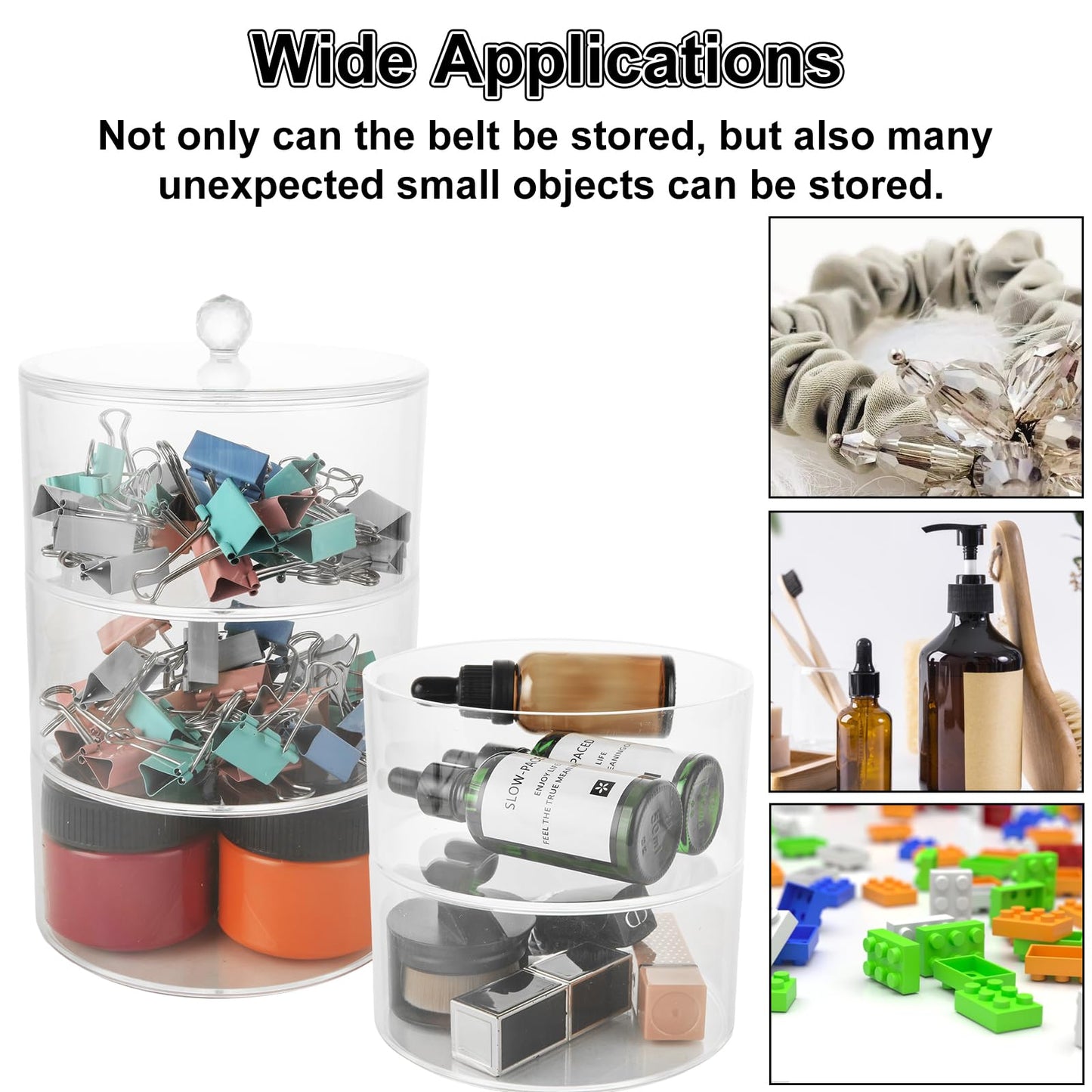 QTLCOHD 5 Layer Acrylic Belt Organizer, Clear Stackable Storage Box for Closet, Drawer, Belts, Watches, Jewelry and Accessories