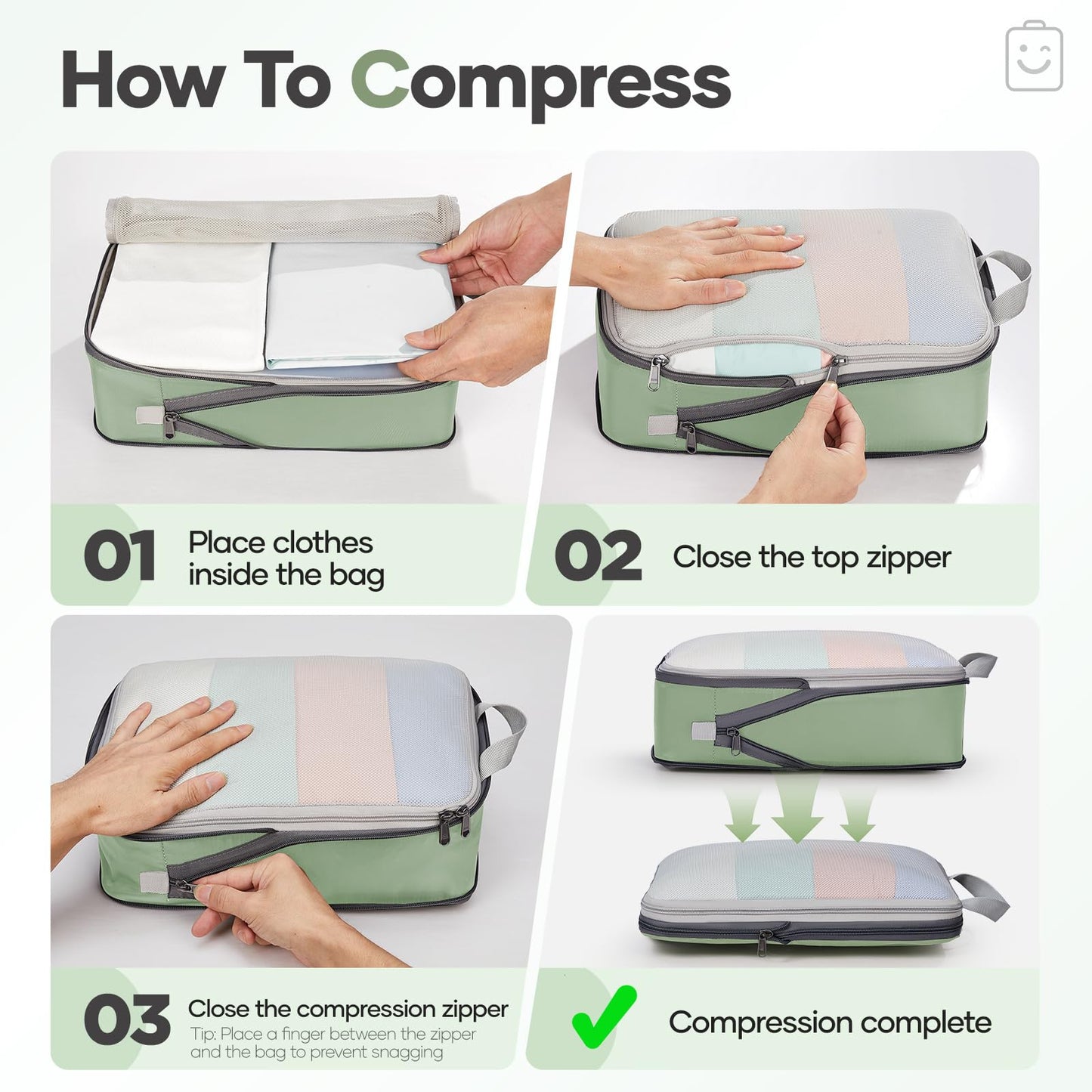Veken 9/11 Set Compression Packing Cubes for Travel Essentials,Compressible Expandable Luggage Suitcase Organizer Bags for Clothing,Space Saver Bags with Over 1000 pcs of Mesh Holes(Matcha Green)