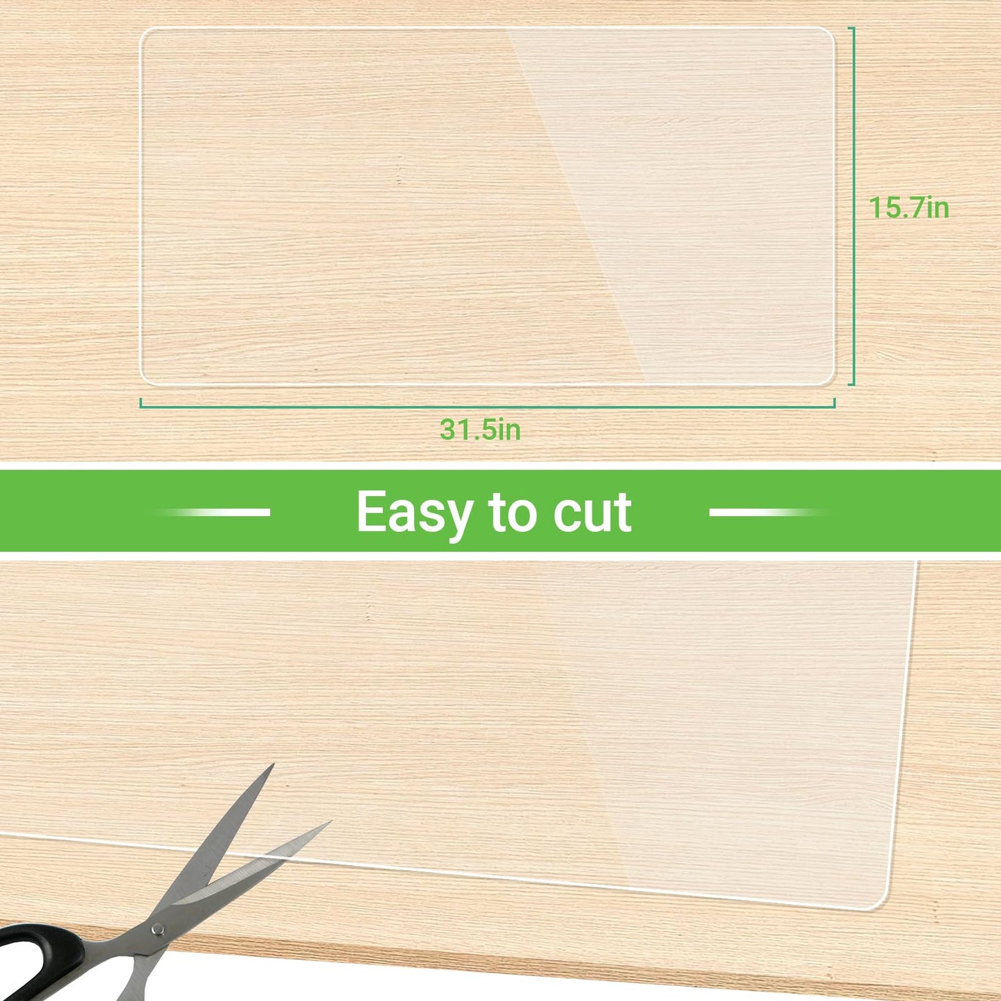 JIAERSLY Large Clear Desk Mat, 31.5"x15.7", Office Desk Protector
