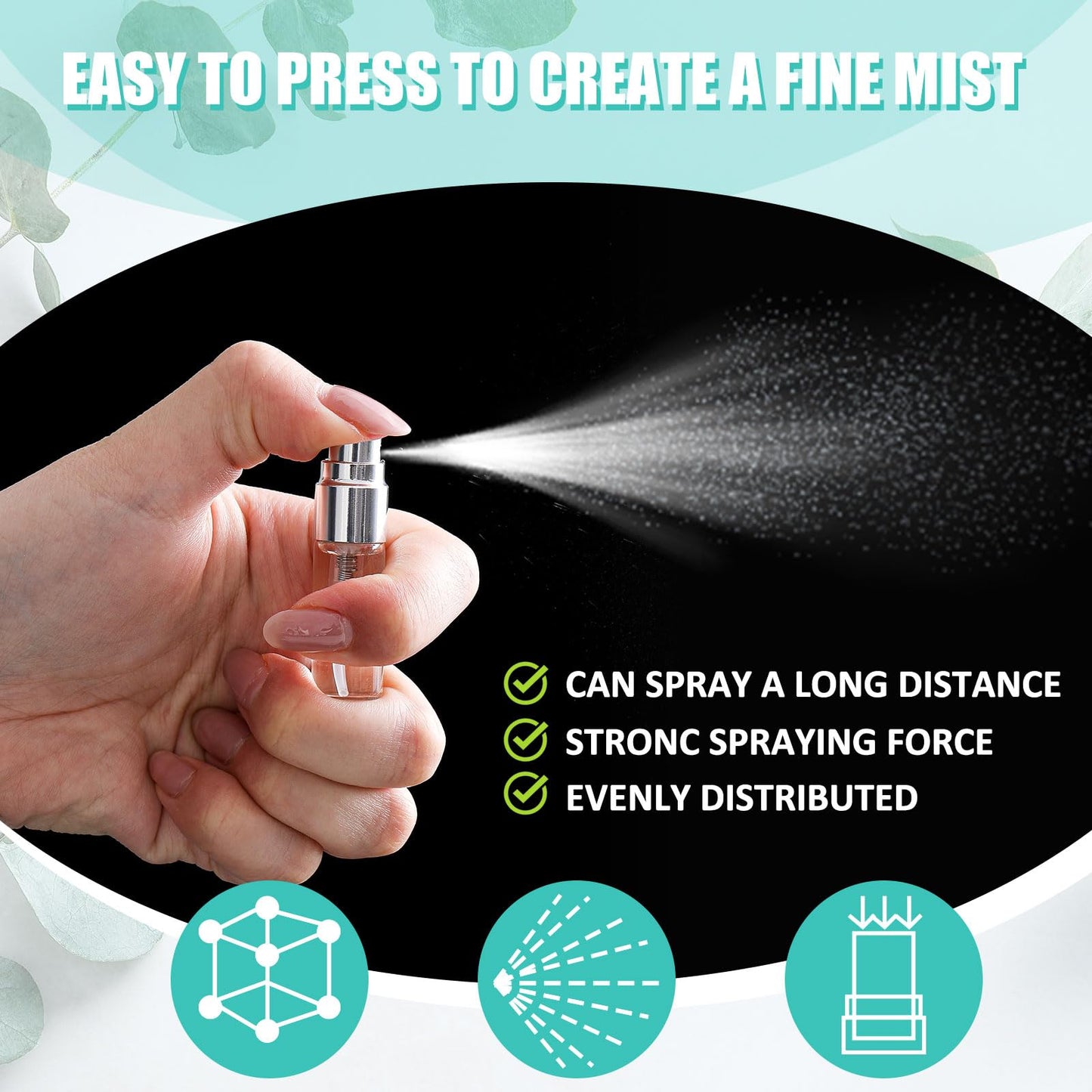 Zhehao 50 Pcs Mini Spray Bottles 3 ml Clear Glass Perfume Bottles Refillable Fine Mist Perfume Atomizer Portable Empty Sample Containers for Cleaning, Essential Oils, Travel (Silver Cap)