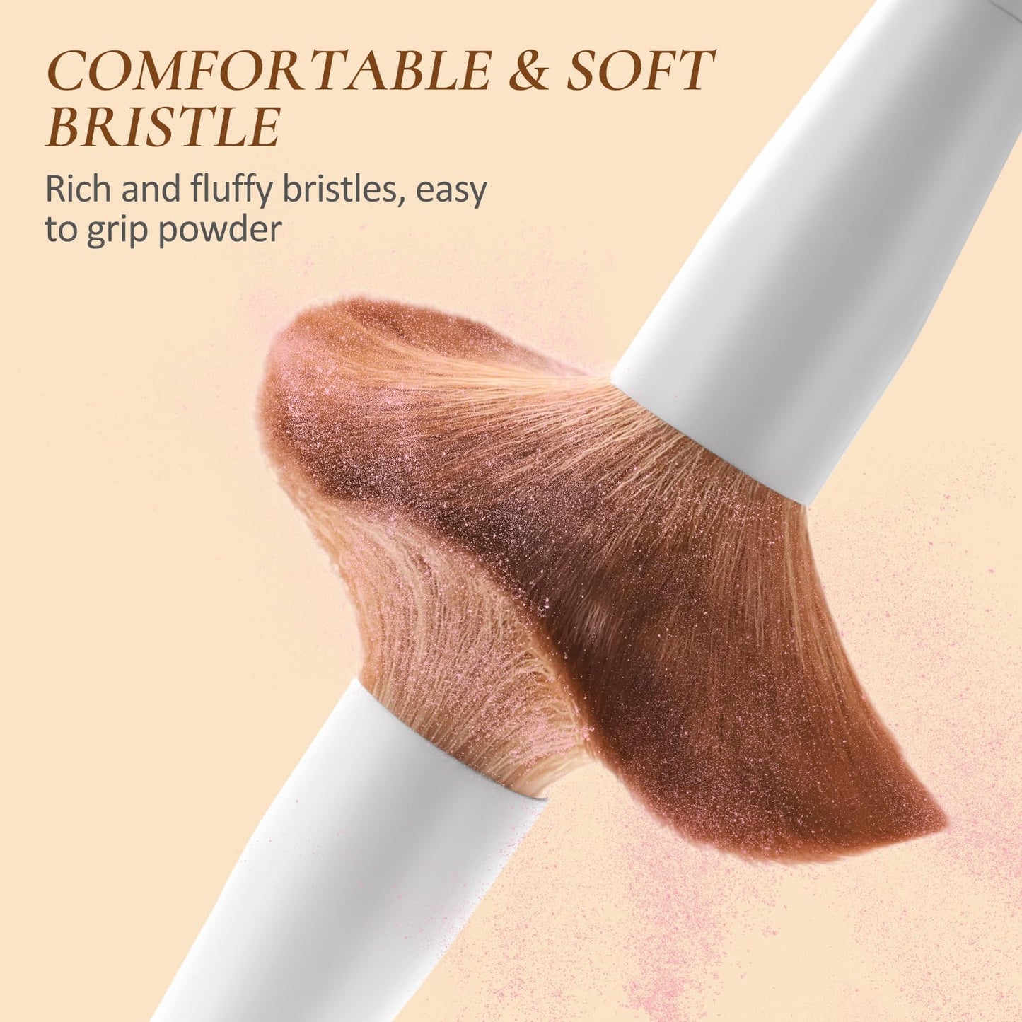 LUXBRU Makeup Brushes With Case 20PCs Professional Makeup Brush Set, Foundation Powder Eyeshadow Brush Set Eyebrow Concealer Contour Travel Brushes Kit with Holder & 2 Powder Puff-White