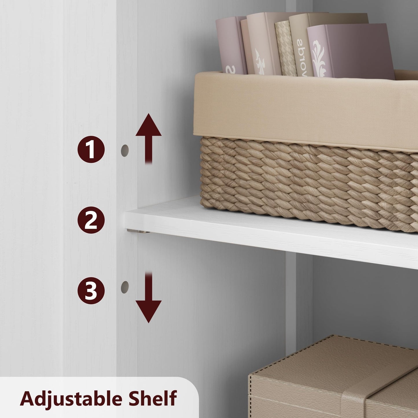 IDEALHOUSE 50" Tall Bathroom Cabinet, Freestanding Bathroom Storage Cabinet with 4 Doors and Adjustable Shelves, Cupboard Modern Storage Cabinet for Kitchen, Pantry, Living Room, White