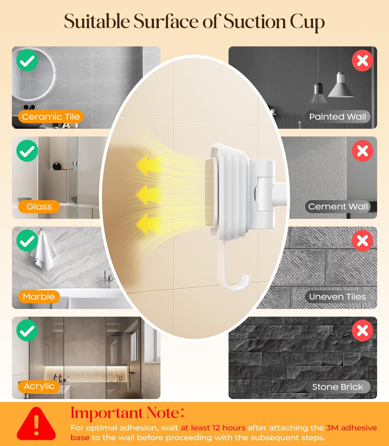Gospire No Drilling Wall Mounted Lighted Makeup Mirror with Magnification 10X, 7 Inch Rechargeable Magnifying Vanity Mirror with Hooks, LED Display & 3 Light Modes for Bathroom