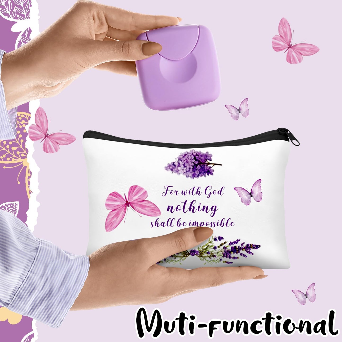 Shinylin 10 Pcs Christian Bible Verse Canvas Makeup Bags Bulk Gifts for Church Woman Christian Cosmetic Pouches with Zipper Religious Faith Gifts Bags Bulk for Women Mom Group
