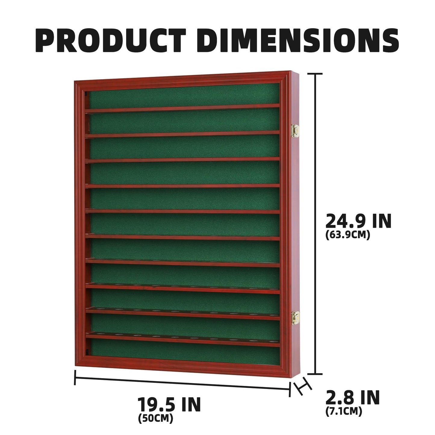 DisplayGifts 110 Golf Ball Display Case Wall Cabinet Holder Shadow Box Acrylic Door UV Protection Cherry Finish
