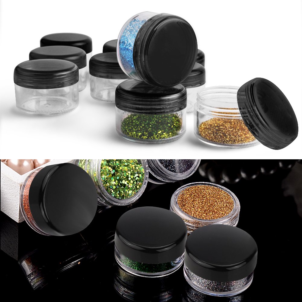 Accmor 100 Pieces 3g Empty Sample Containers with Lids Cosmetic Jars with 5 Pieces Mini Spatulas