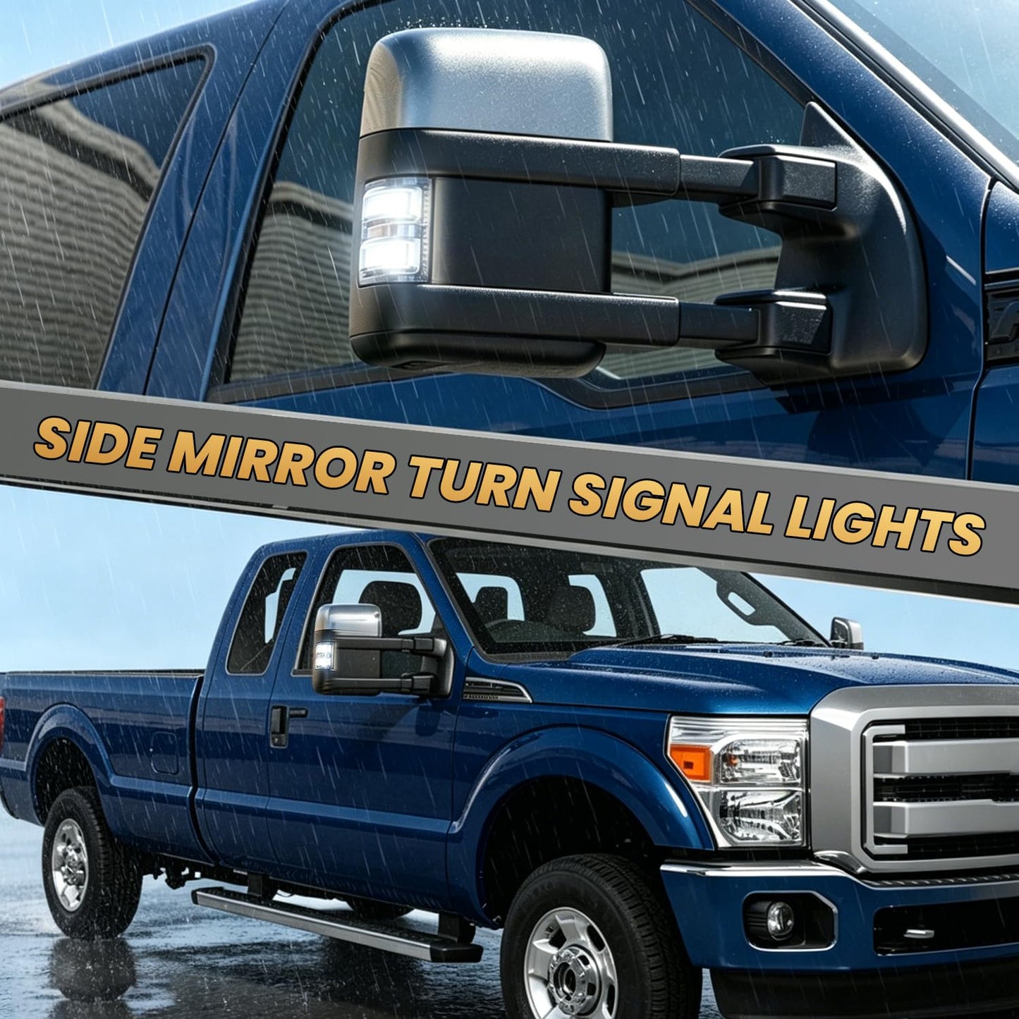 LED Mirror Lights Clear Lens White for 2008-2016 Fo'rd F250 F350 F450 F550