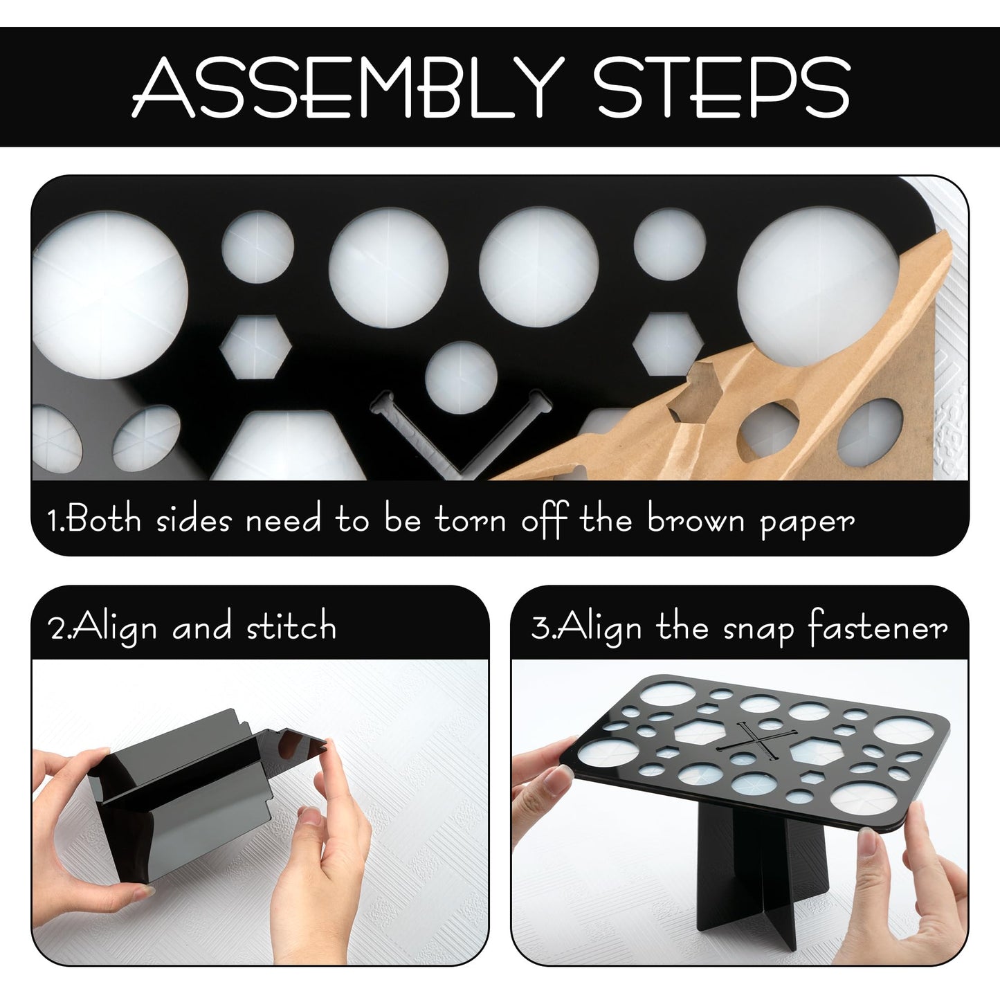 SHIDOW 28-Hole Makeup Brush Drying Rack with Silicone Drip Mat, Acrylic Upside-Down Brush Holder Organizer Stand, 1-Pack, Black