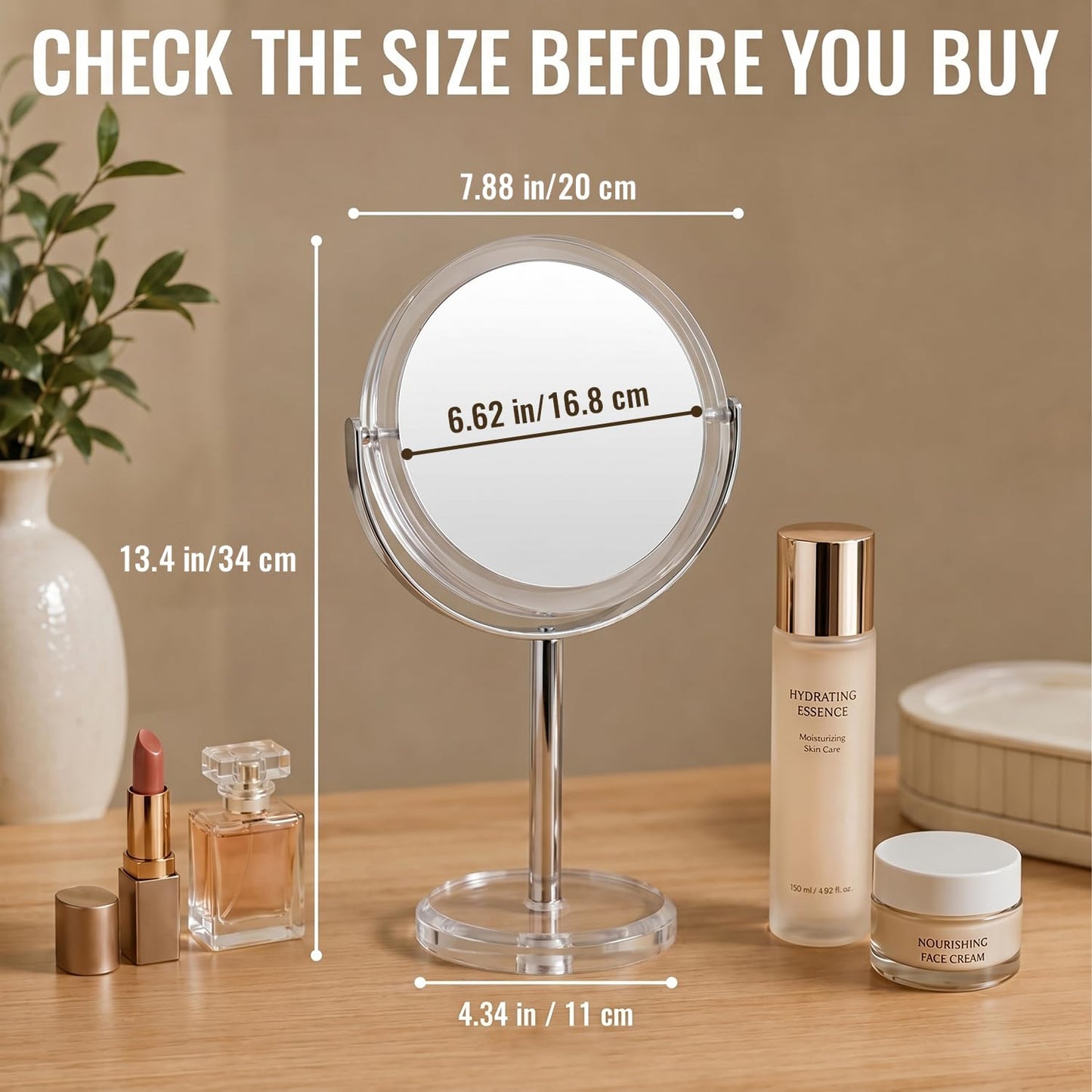 Auxmir 1X/ 30X Magnifying Mirror, Double Sided Makeup Mirror with Stand, Vanity Tabletop Mirror with Tweezer, 360° Rotation Portable for Dressing Table Desk Bathroom Bedroom Travel, 8 Inch