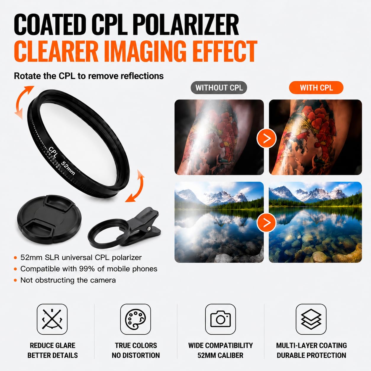 120 Led Tattoo Light Kit with 52mm Cpl,Tripod Light,Dual Clips,Tattoo Equipment and Supplies for Tiktok Taking Tattoo Photos and Remove Photo Glare,Selfie Light for Ipad,iPhone,PC