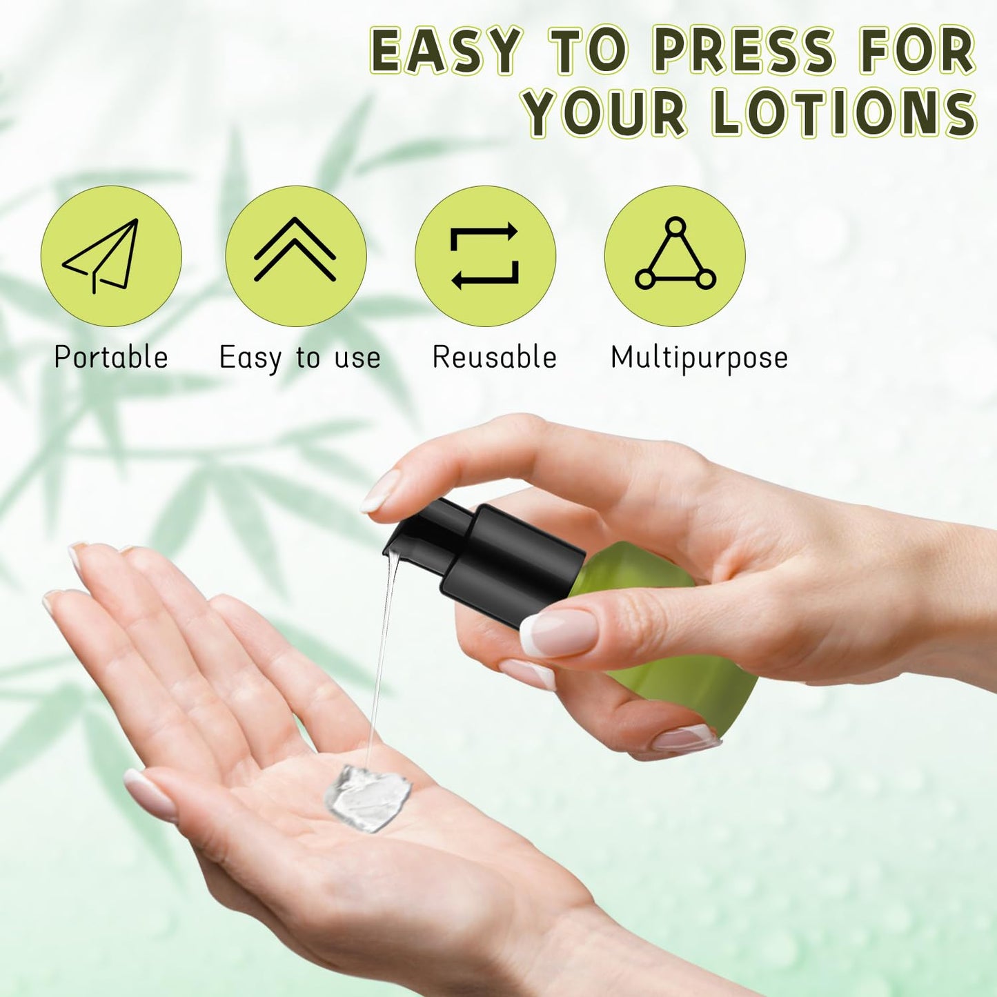 6 Pcs Empty Glass Pump Bottles Refillable Cream Lotion Bottles Travel Sample Bottle Cosmetic Dispenser Bottle Containers For Lotion Cream Emulsion Essence (Green, 15ml/0.5oz)