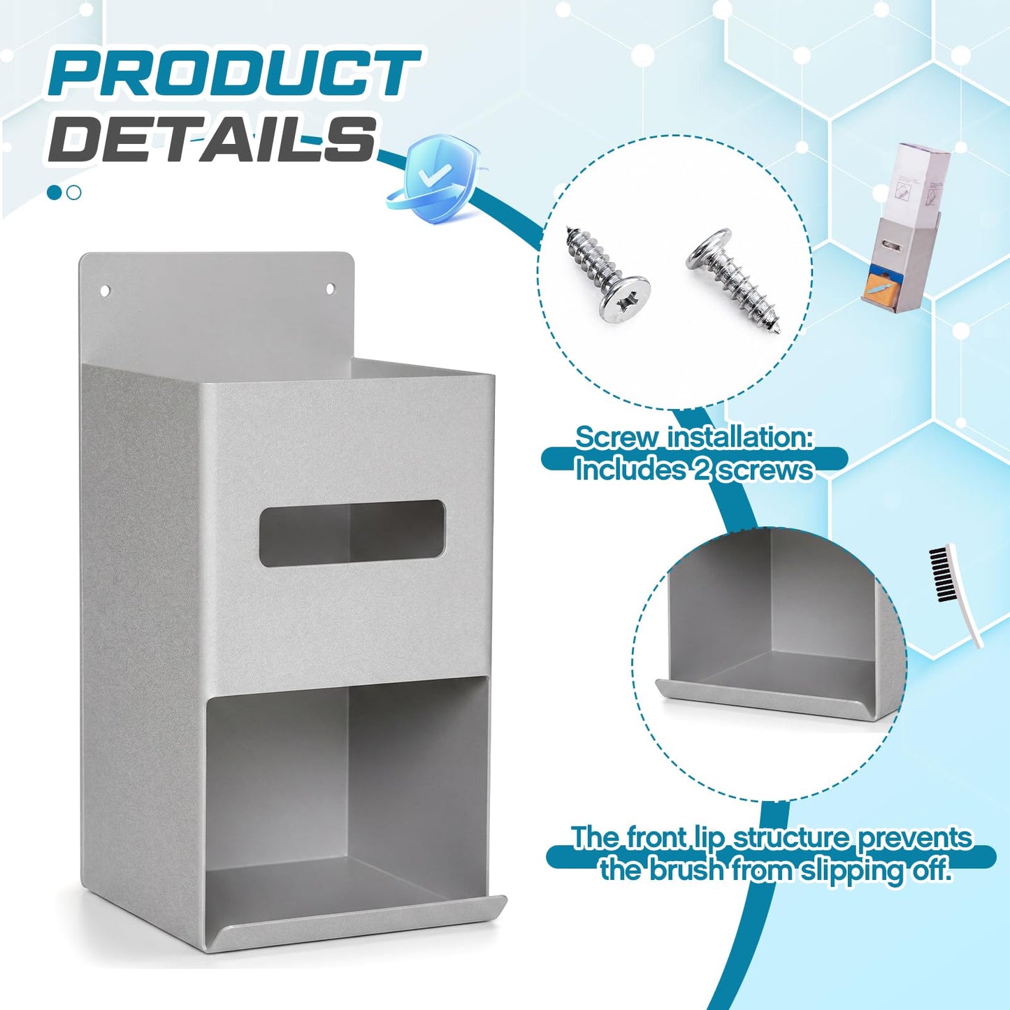 Singhoow Surgical Scrub Brush Dispenser Rack, Medical Wall Mount Stainless Steel Holder with Observation Window and Screws Rust Proof Simple Install Operating Room Medical Station, Gray, 11.4×5.5 in