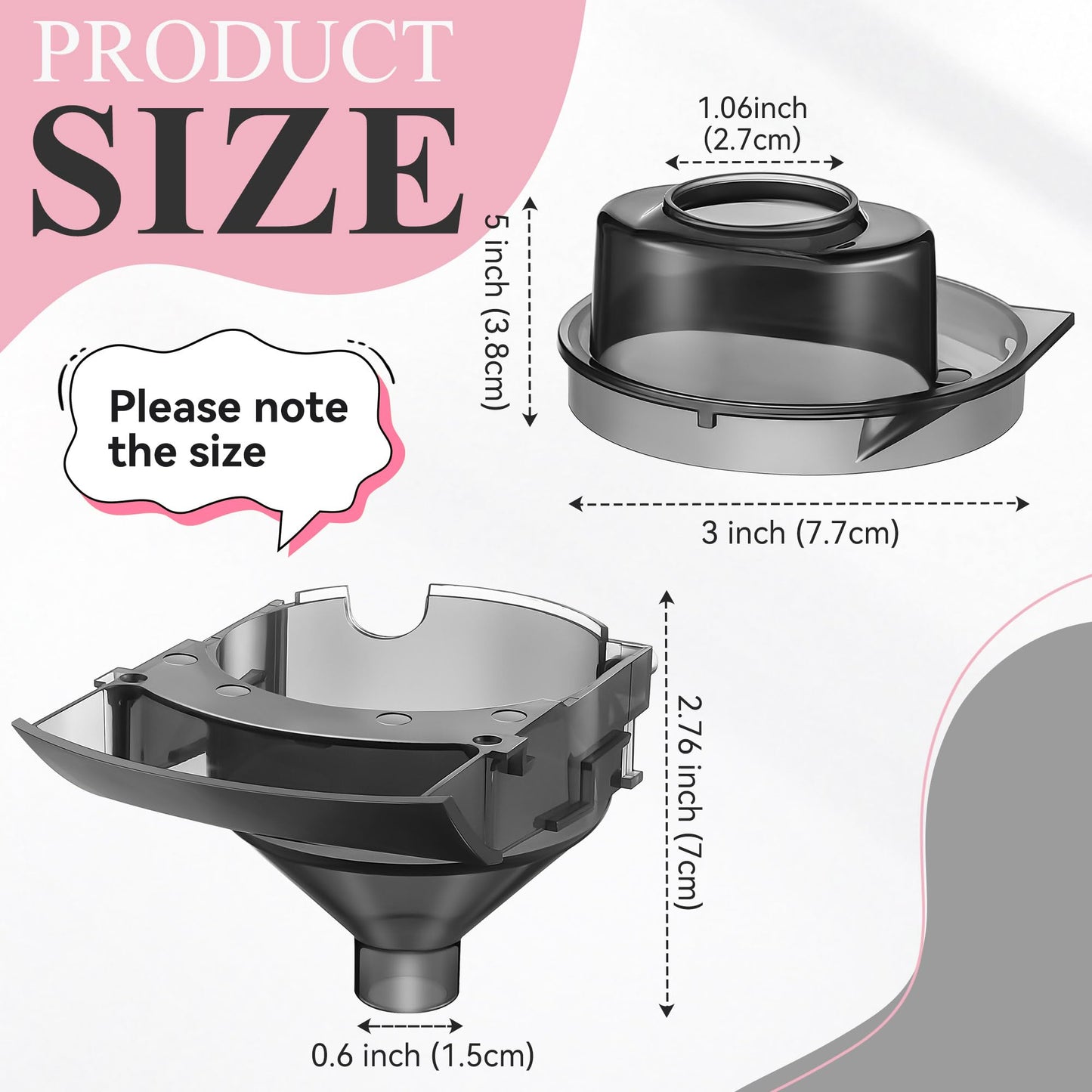 Gulfmew 4 Sets Replacement Funnel Compatible with Baby Brezza Replacement Parts Funnel and Cover Baby Formula Dispenser, Grey