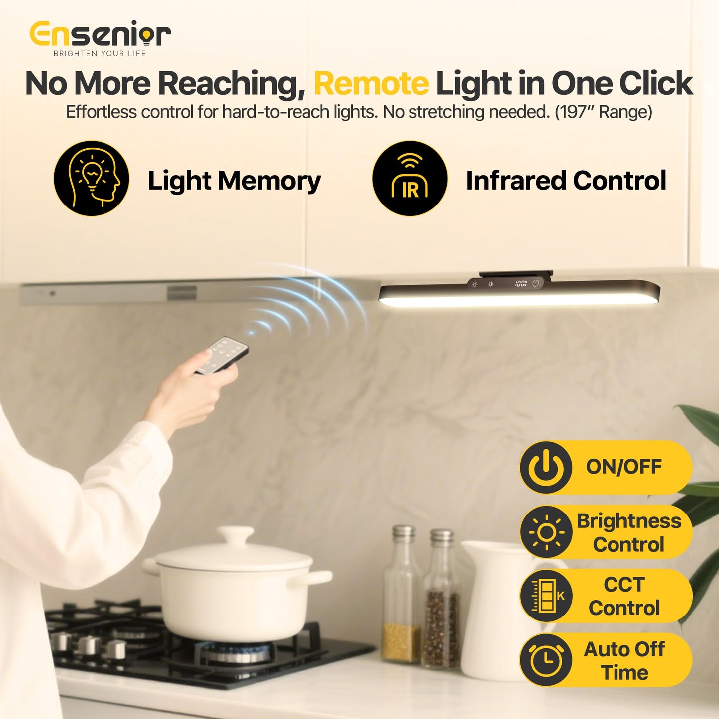 Ensenior 6W Mirror Lights with Remote, Rechargeable Vanity Light Bar