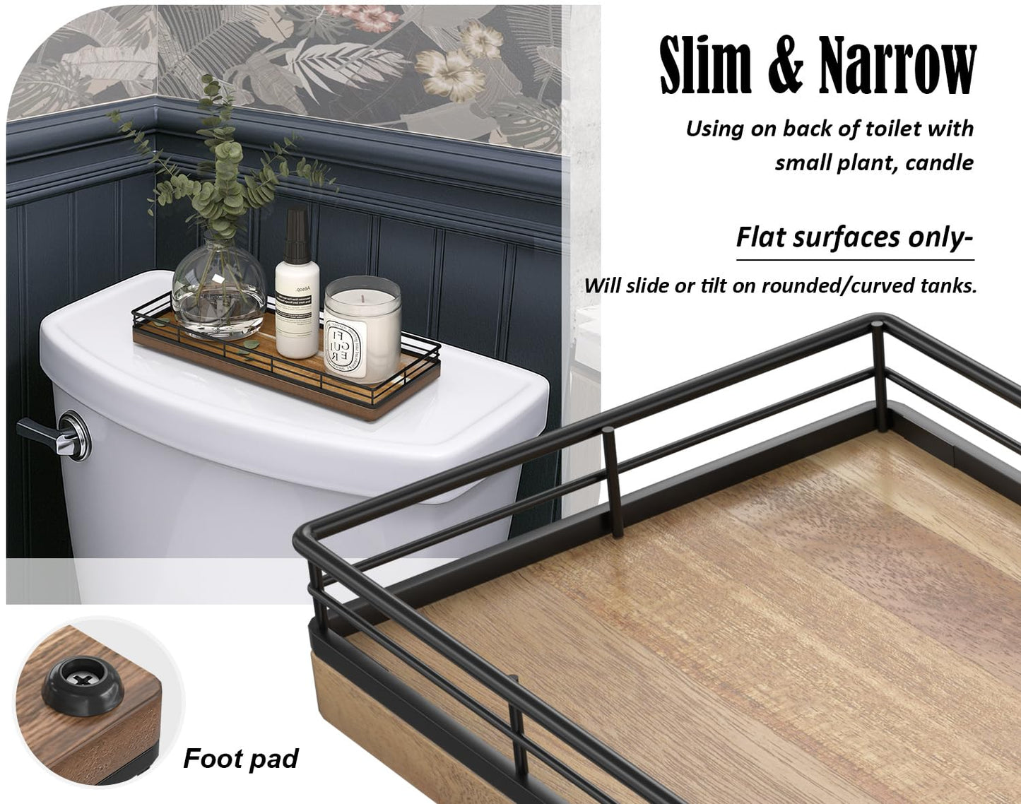 Acacia Wood Bathroom Vanity Tray, 11" L Small Countertop Tray for Dresser, Table, Kitchen Counter, Coffee Bar