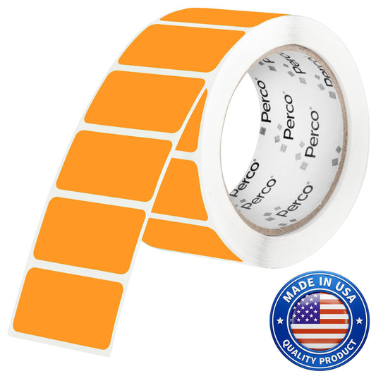 Perco Neon Orange 1x2 Inch Labels with Perforation for Easy Tear-Off — 500 Stickers Per Roll — Strong Adhesion, Priority Handling, Action Needed & Fast-Moving Inventory Labels — Made in USA
