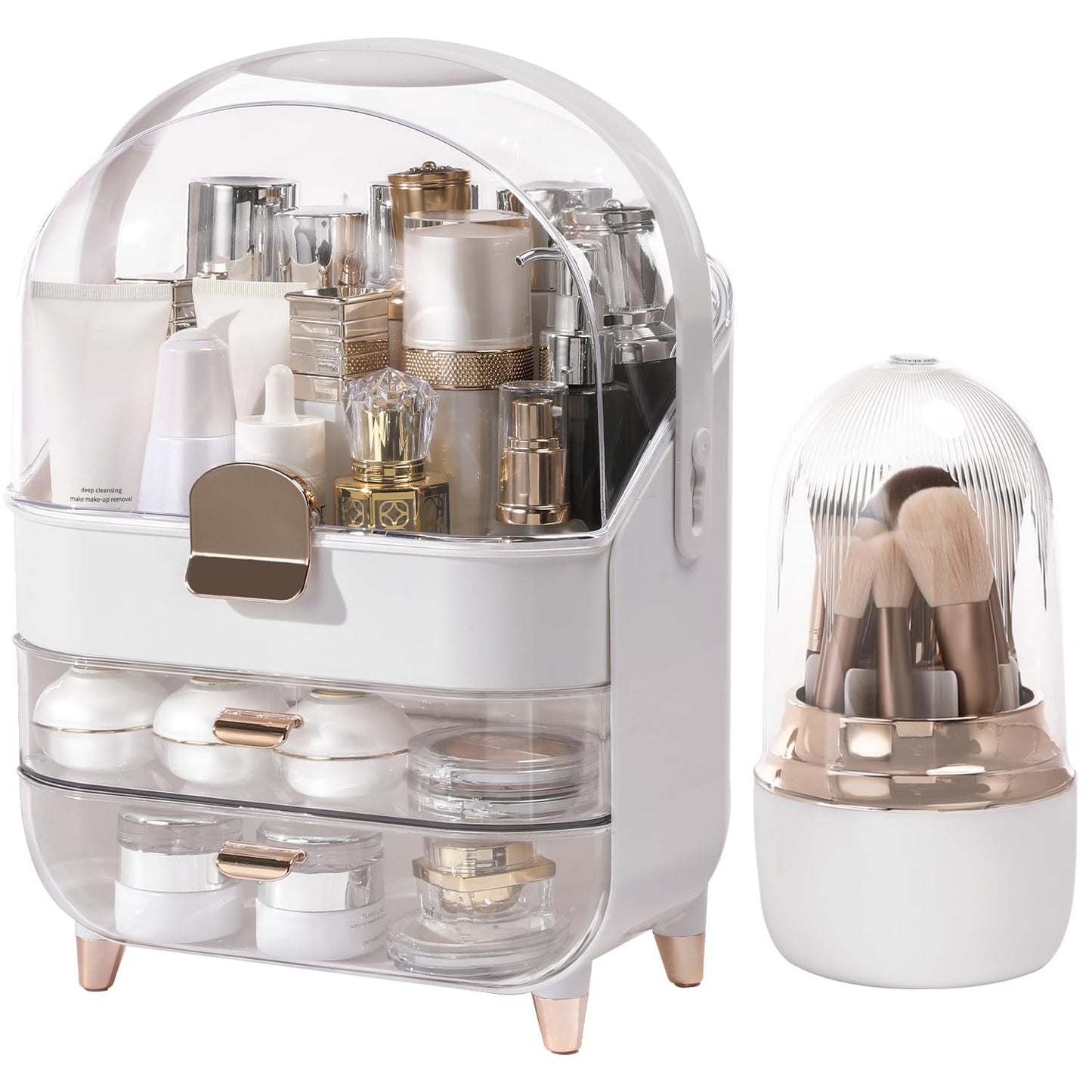 Makeup Organizer Countertop, Skincare Bathroom Counter Organizer, Storage Box Cosmetic Display Cases, Teen Girl Gifts Trendy Stuff Make up Organizers for Vanity, Dresser (Rose Gold)