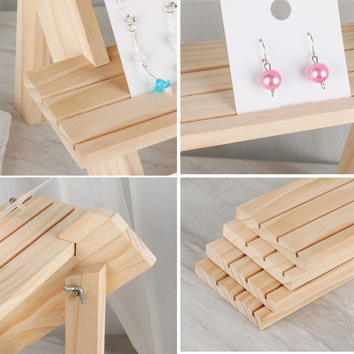NAJMECHOY Retail Display Riser Earring & Ring Holder Wood Stand Storage Shelf Original