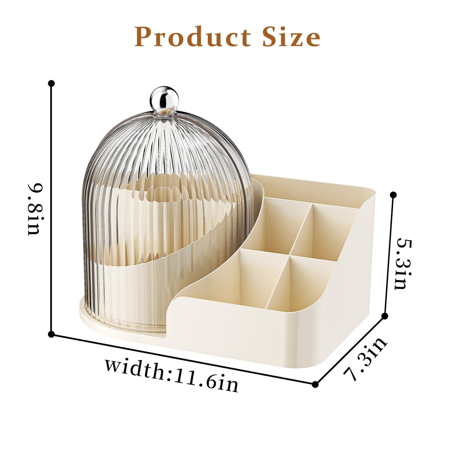 360 Rotating Makeup Organizer with Clear Dust Lid, Multi-compartment Perfume & Makeup Brush Holder, Large Capacity Vanity Desk Storage for Cosmetics, Skincare, Kitchen, Pantry, Bathroom Countertop
