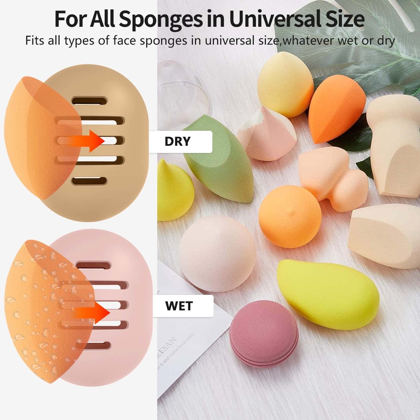 Fauxomor Makeup Sponge Holder,4PCS Double-sided Breathable Silicone Beauty Make Up Blender Case for Travel,Shatterproof Makeup Sponge Travel Case for All Sponges Easy Carry,Grey+Khaki+Pink+Pink