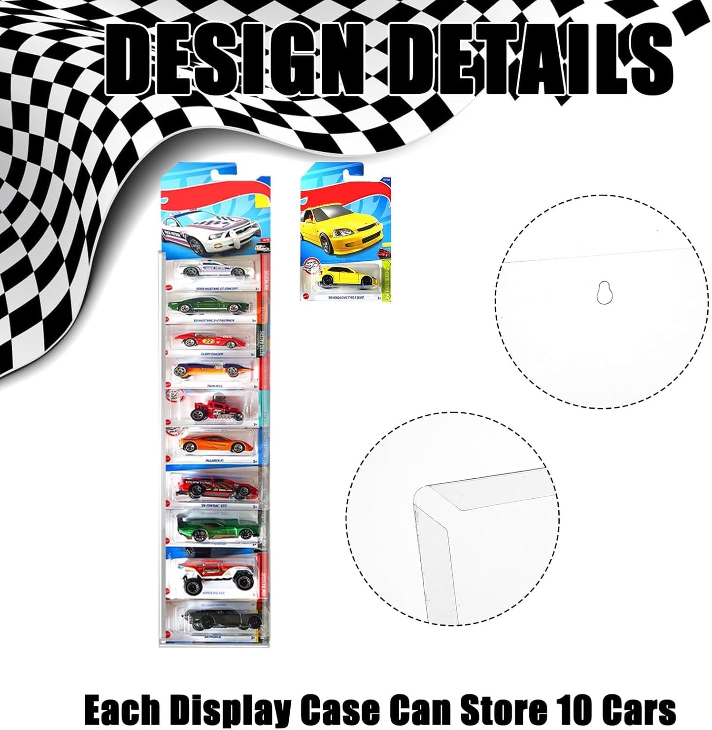 40 Pcs Clear Display Case for Packaged Model Cars,Model Car Display Cases Wall Mount-Holds up to 120 Cars,Toy Car Storage Organizer Compatible with Hot Wheels,Clear Model Car Display Case,16.7 x 4.4in