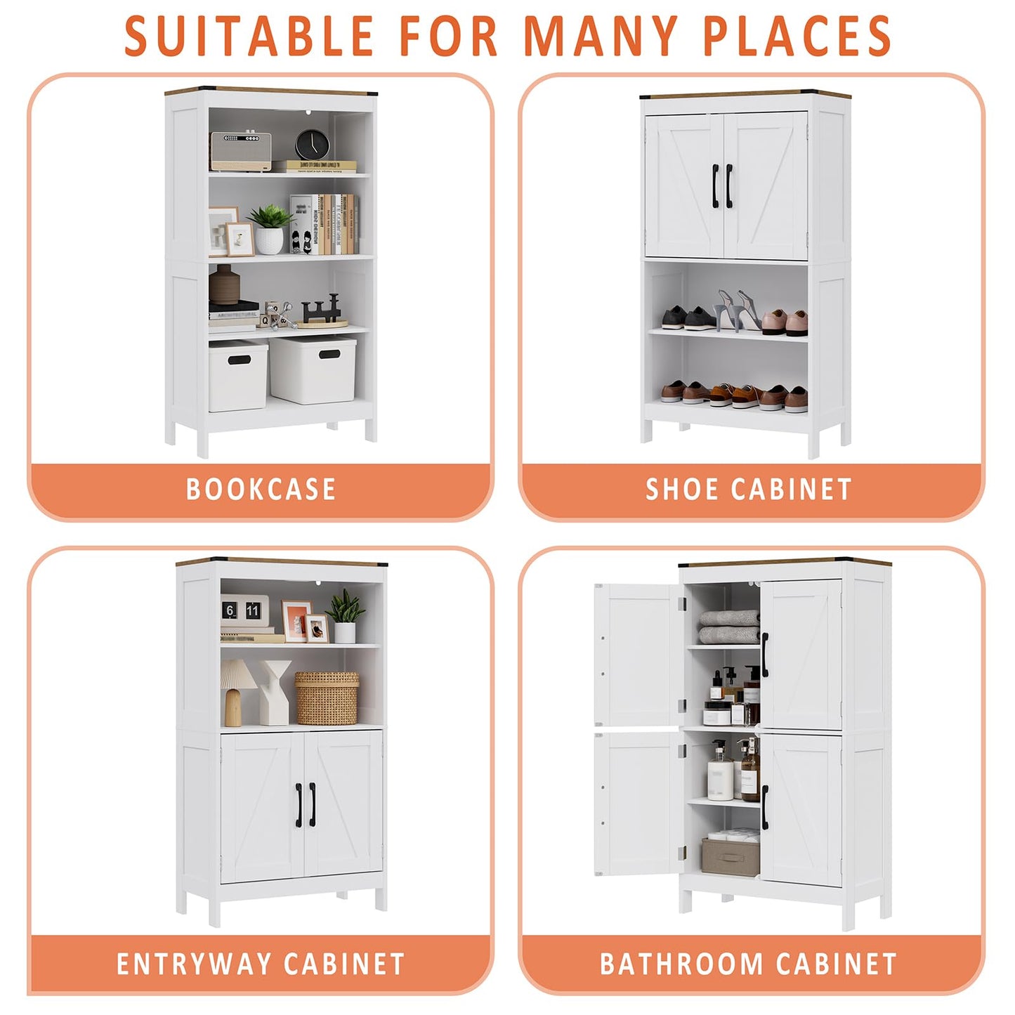 Mufico Bathroom Floor Storage Cabinet (23.63L x 11.8W x 43.3H inch)