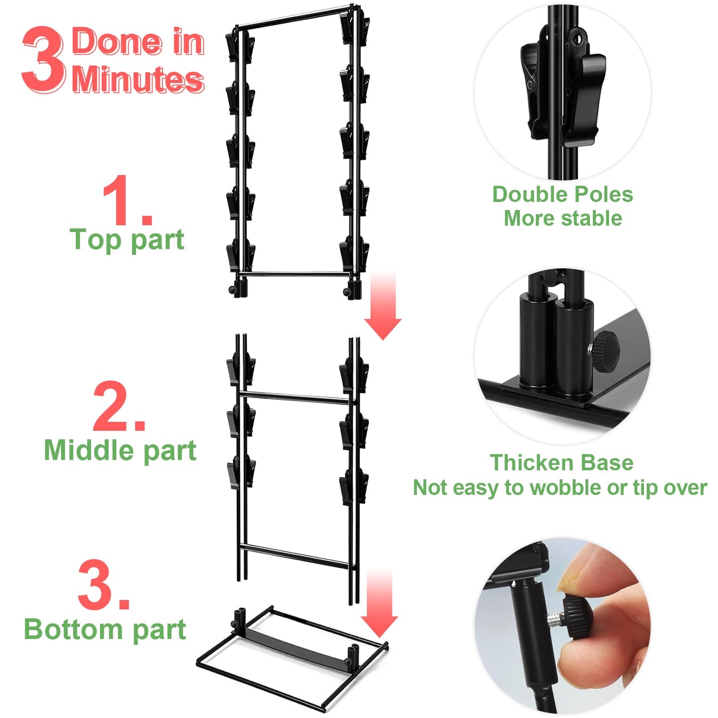 ROSROSE Chip Rack Display Stand, Potato Chip Rack Bag Holder with 28 Clips, 2 Row Chip Display Stand for Party, Black Retail Snack Display for Countertop, Store Concession Stand - 2025 Upgraded