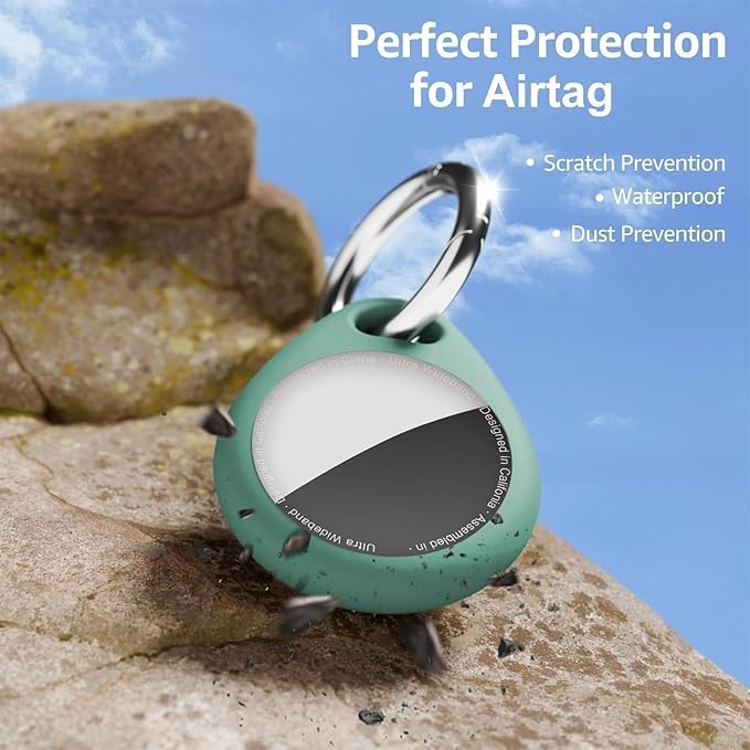 Holder for Air Tags-4 Pack for Apple for AirTag Holder Keychain, Waterproof TPU Shell Protective Case with Keychain, for Air tag Accessories for GPS Item Finder Tracker, Black/Gray/Blue/Green