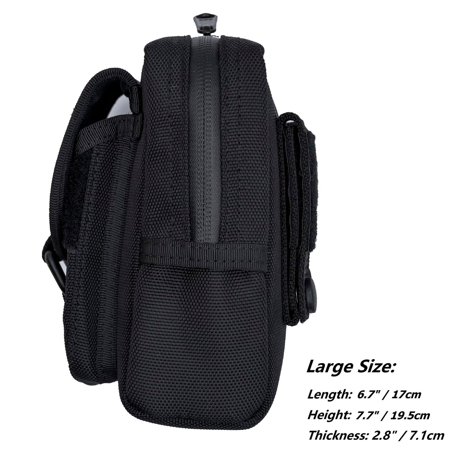 Dotacty Compact Utility Gadget Pouch Tactical MOLLE Nylon Duty Belt Pouches for Police Law Enforcement Work EDC Small Tool Waist Bag for 6.7" Cellphone Outdoor Camping Hiking Organizer(Snap Large)